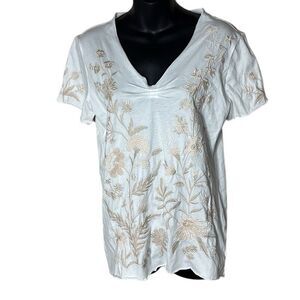 Johnny was Marseille pleat front tee embroidered white cream new small boho